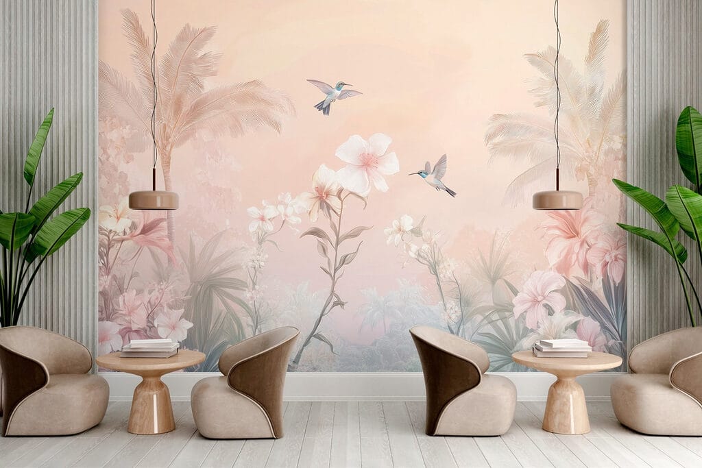 Aves sobre palmeiras cor-de-rosa — interior 4