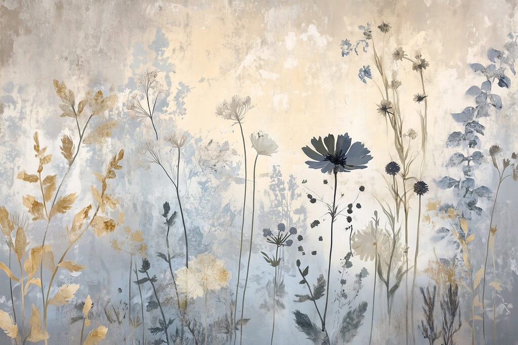Flores finas em patina — design completo