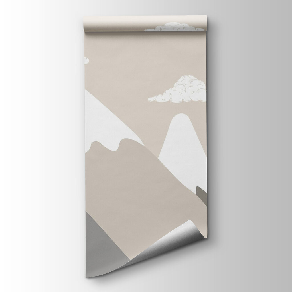 Picos ilustrados sob nuvens — vista do produto