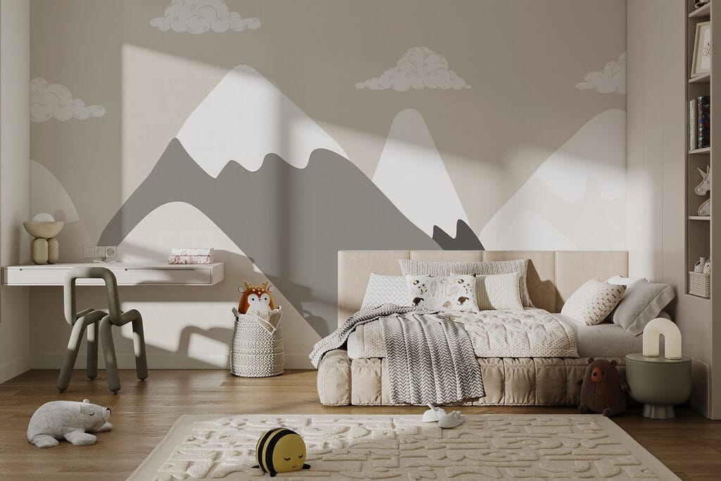 Picos ilustrados sob nuvens — interior 1