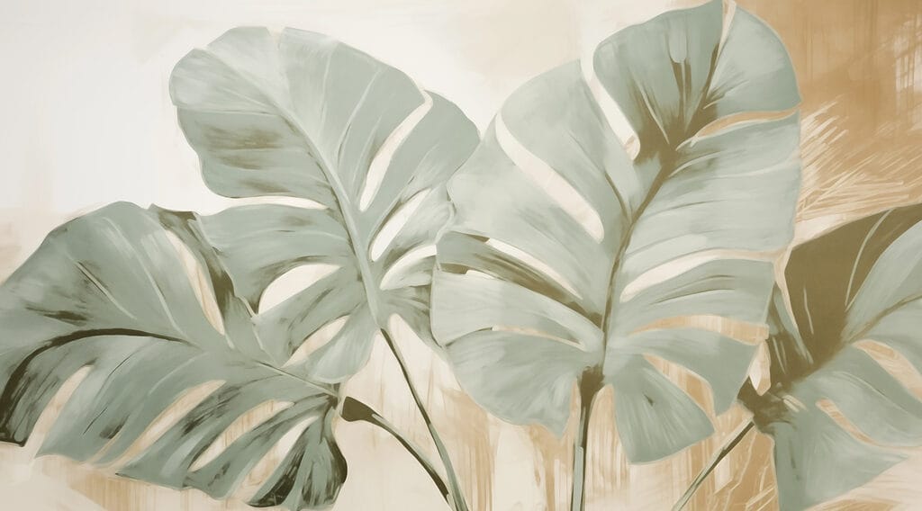 Monstera verde em tinta — design completo