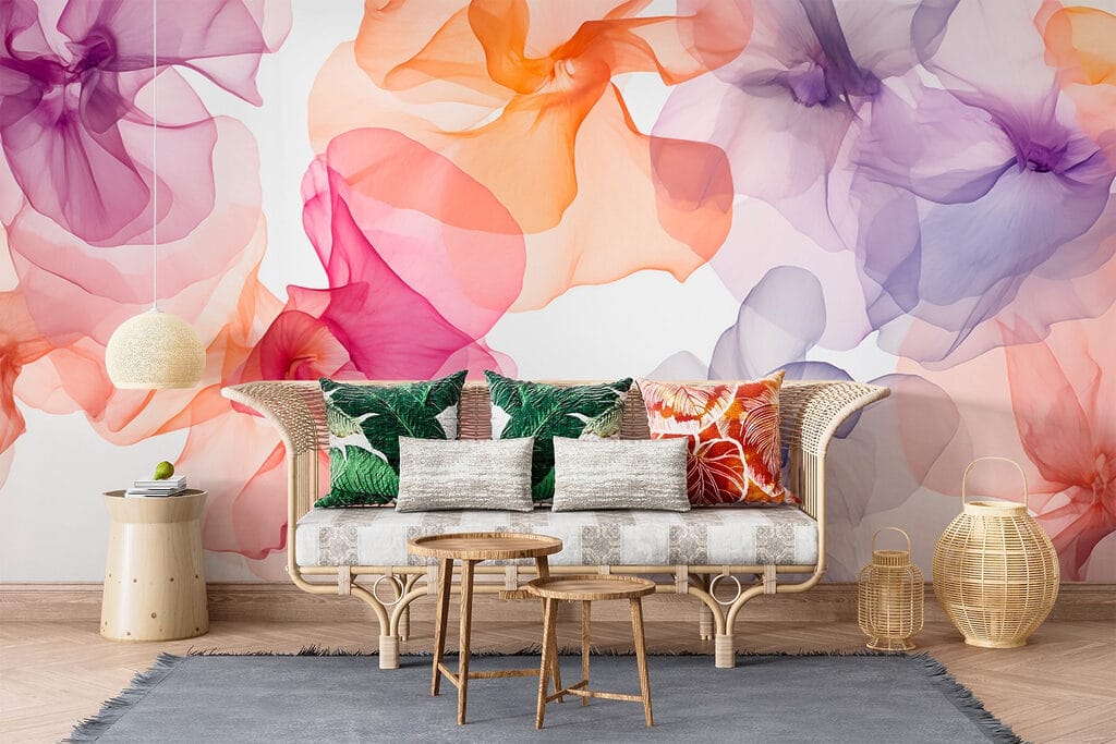 Pétalas laranja e roxas — interior 2
