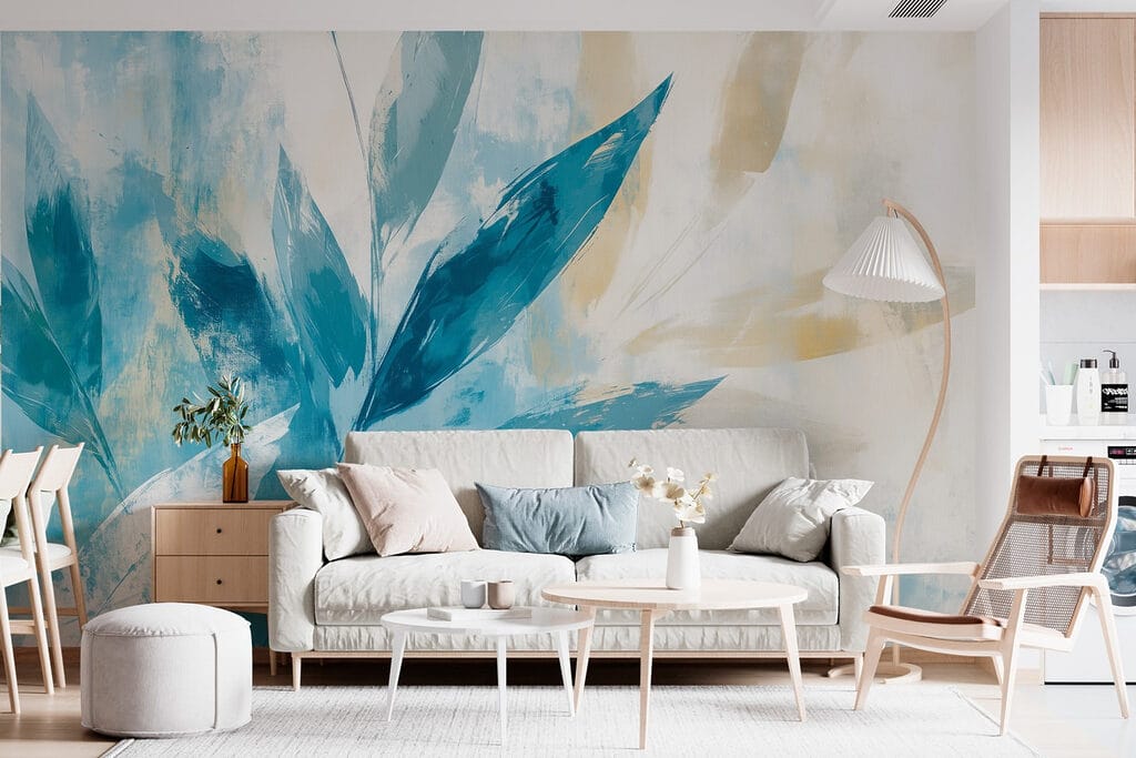 Folhas azuis em pinceladas — interior 3
