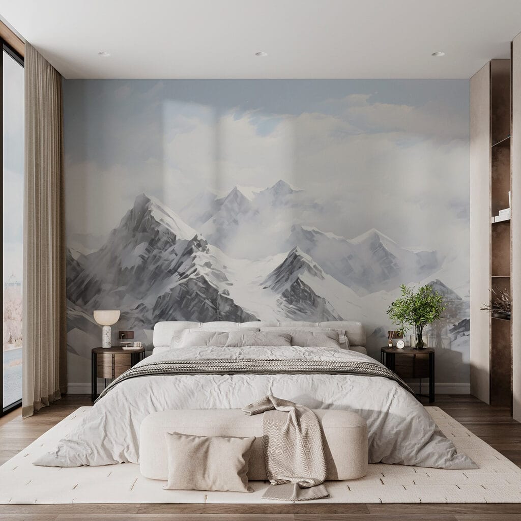 Montanhas nevadas sob nuvens — interior 1