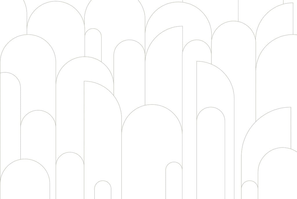 Arcos finos sobre branco — design completo