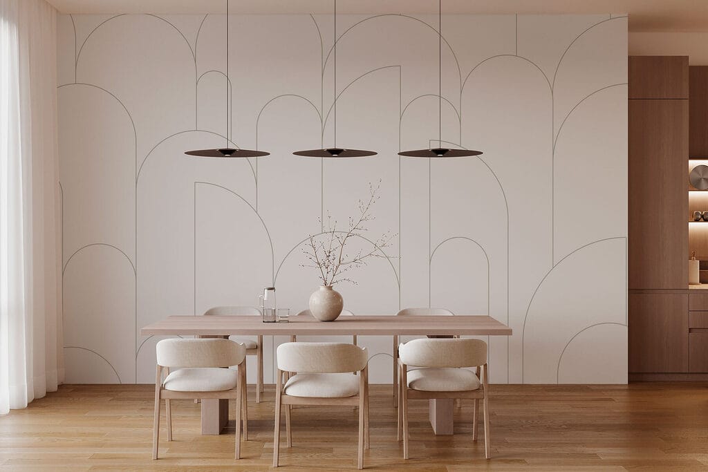 Arcos finos sobre branco — interior 3