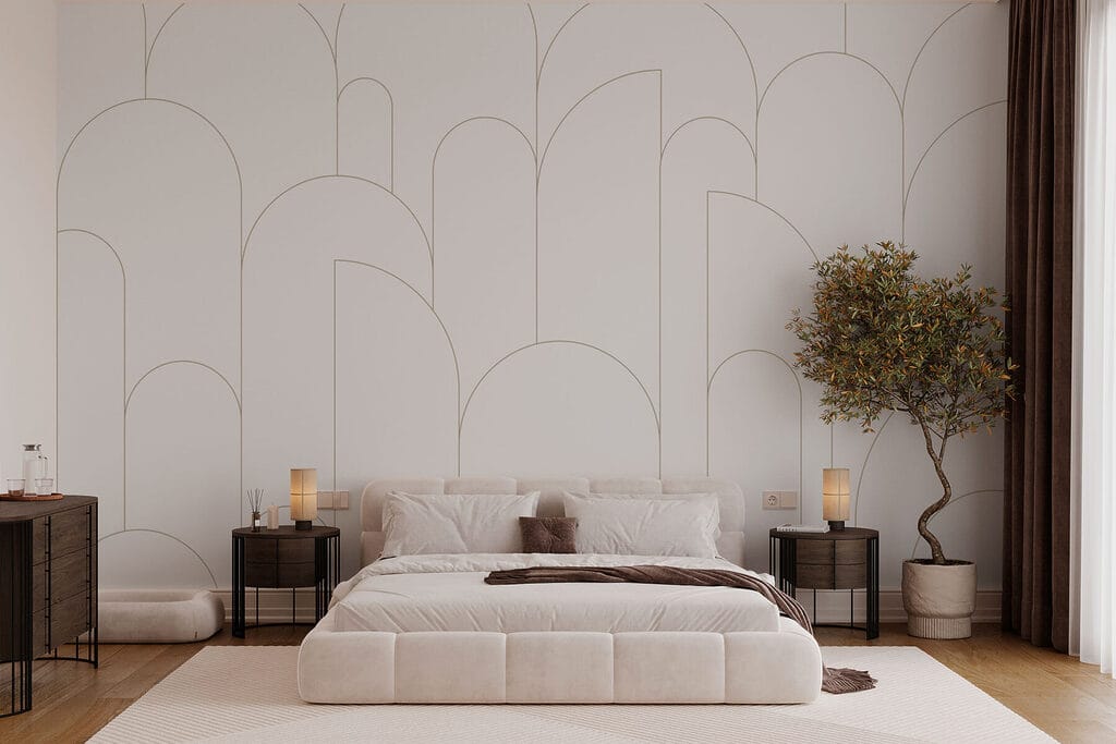 Arcos finos sobre branco — interior 2