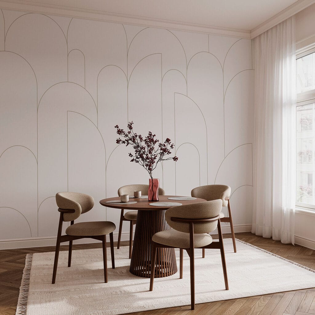 Arcos finos sobre branco — interior 3