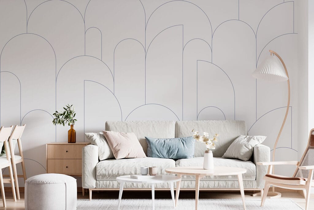 Arcos finos sobre branco — interior 1