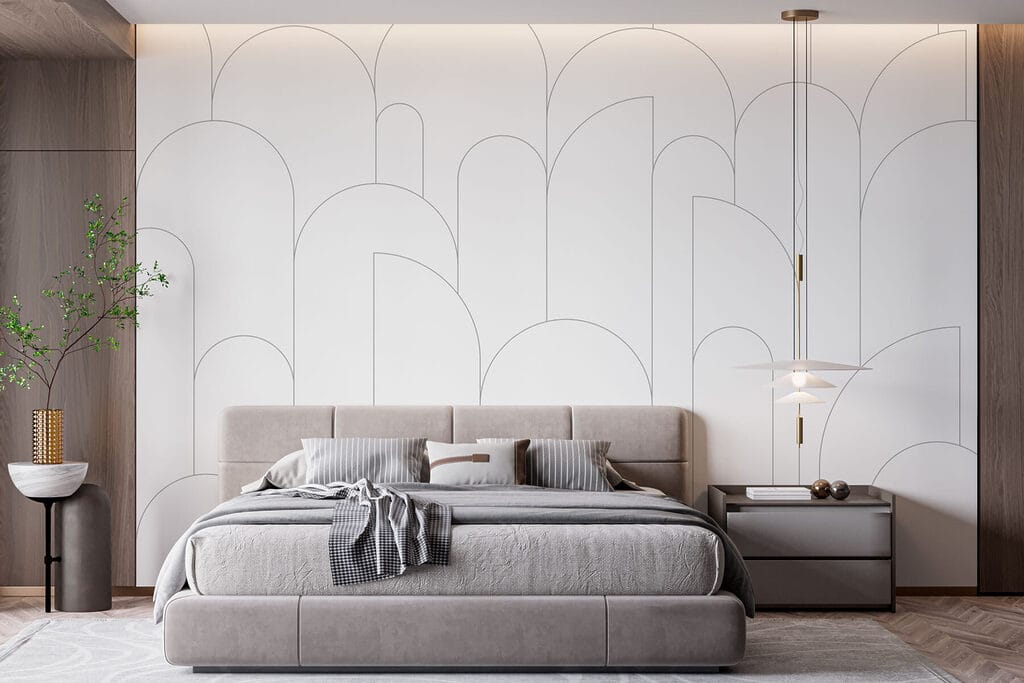Arcos finos sobre branco — interior 1