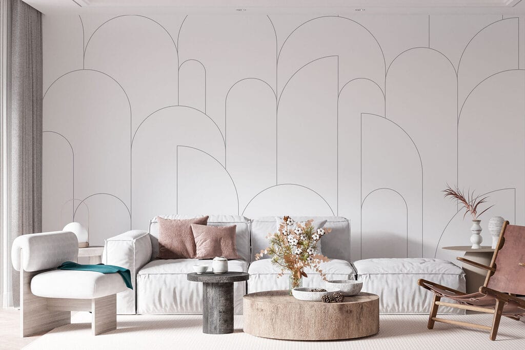 Arcos finos sobre branco — interior 2