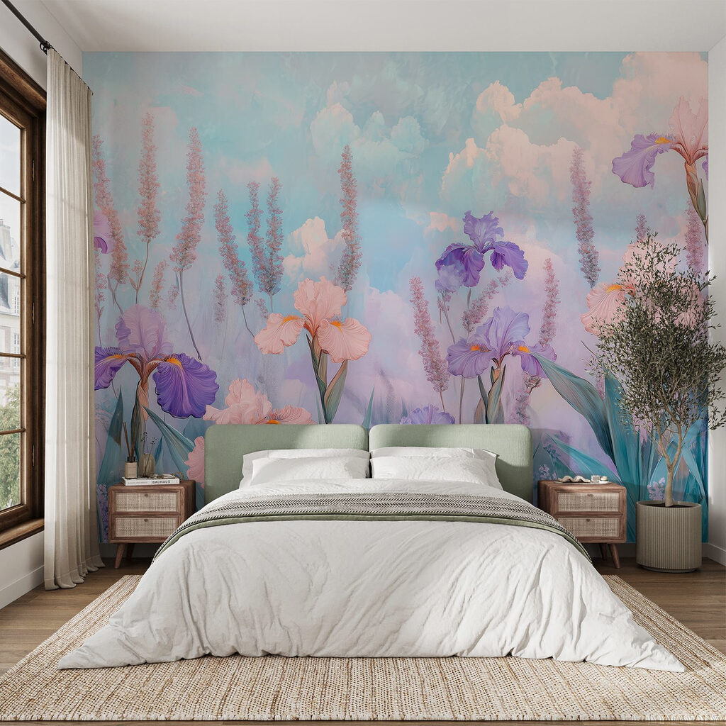 Íris rosadas entre nuvens — interior 1