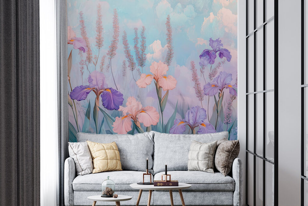 Íris rosadas entre nuvens — interior 3