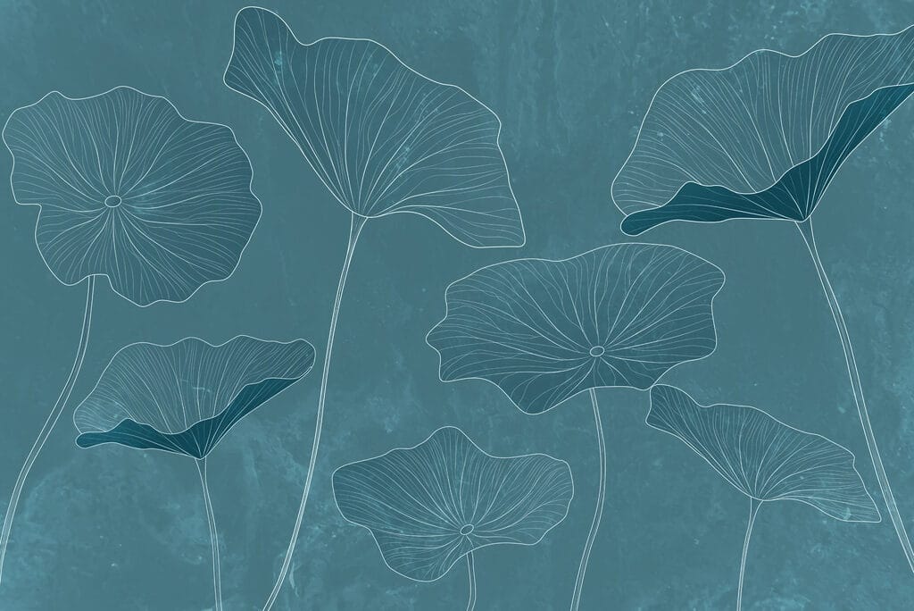 Lótus em azul-petróleo — design completo