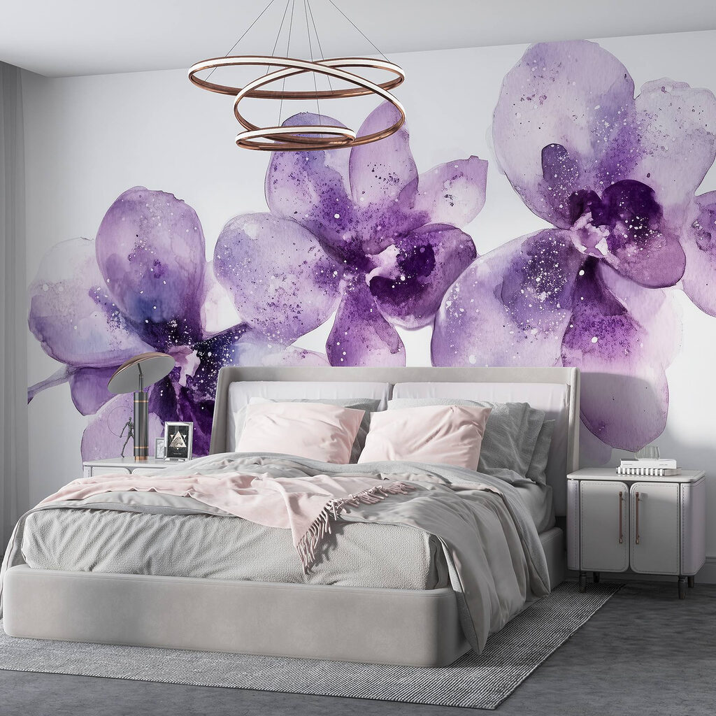 Orquídeas roxas em aguarela — interior 2