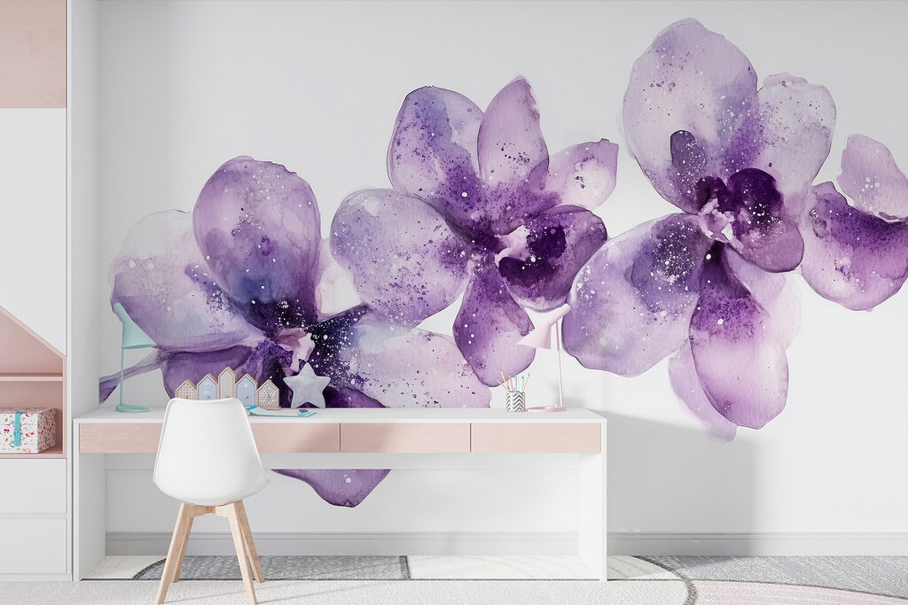 Orquídeas roxas em aguarela — interior 5