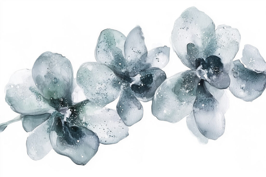 Orquídeas roxas em aguarela — design completo