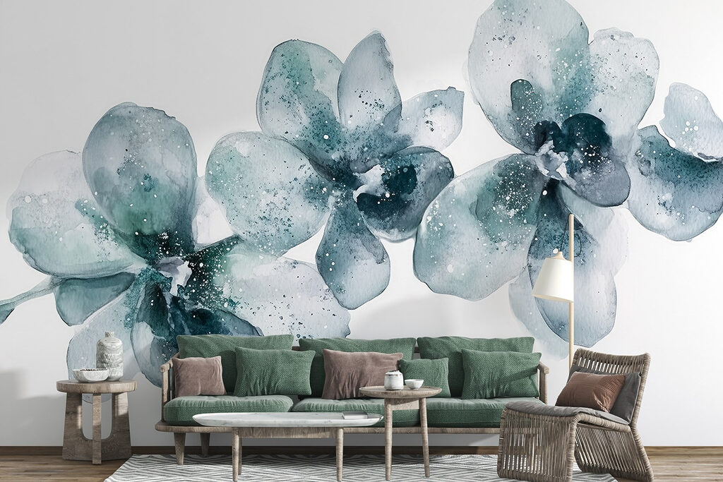 Orquídeas roxas em aguarela — interior 3