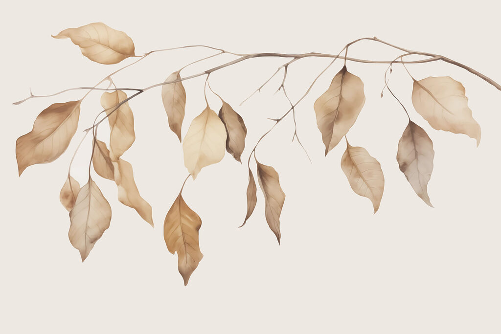 Folhas castanhas pendentes — design completo