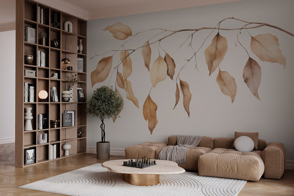 Folhas castanhas pendentes — interior 1