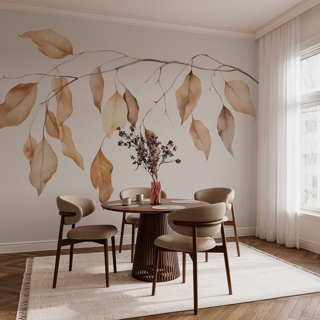 Folhas castanhas pendentes — interior 2