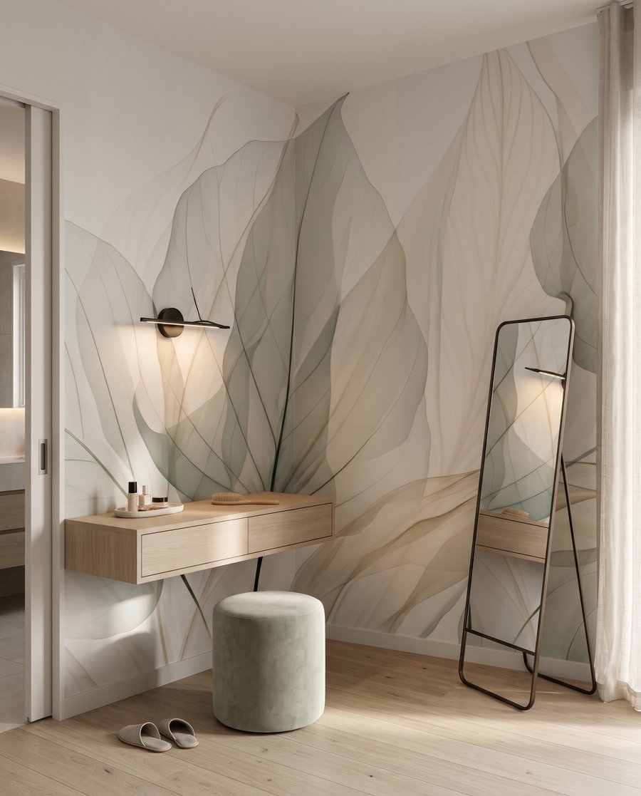 Folhas translúcidas em ramos — interior 3