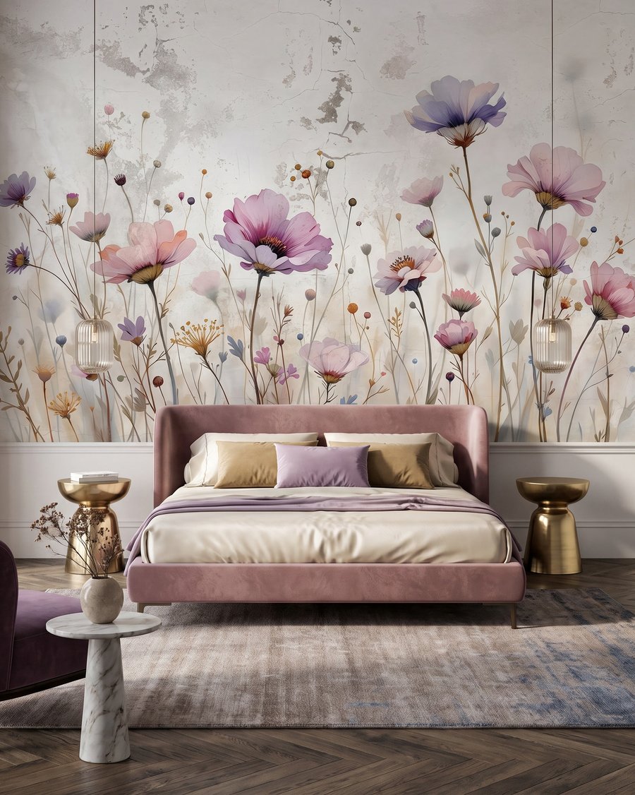 Flores em hastes longas num interior