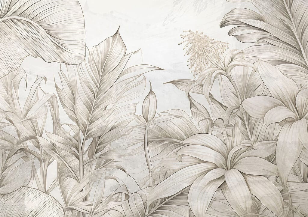 Plantas tropicais hachuradas — design completo