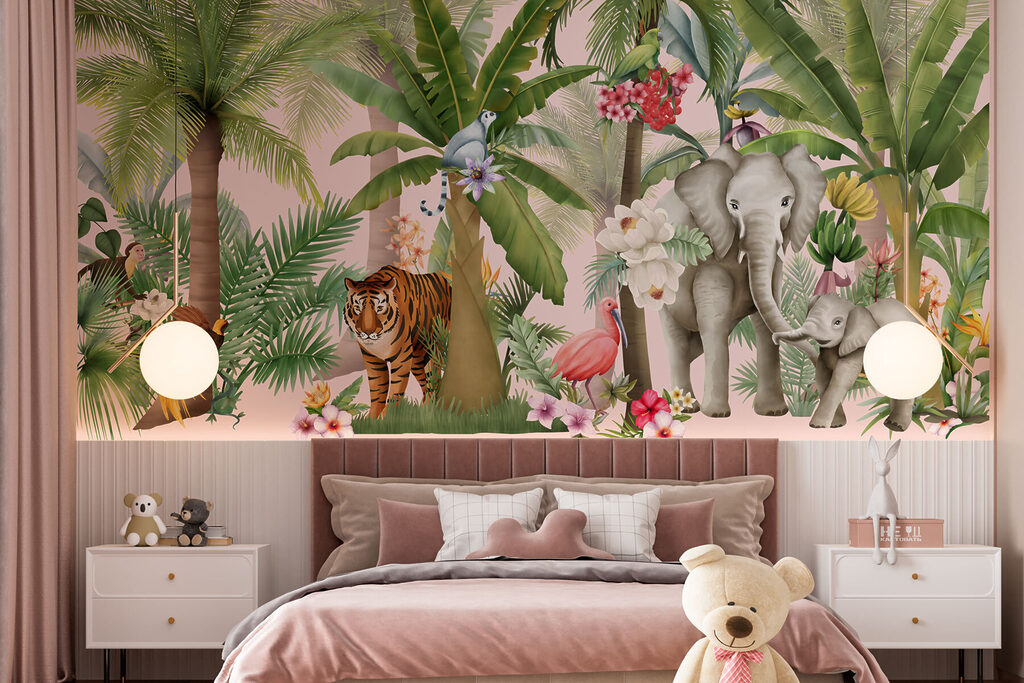 Animais da selva num interior