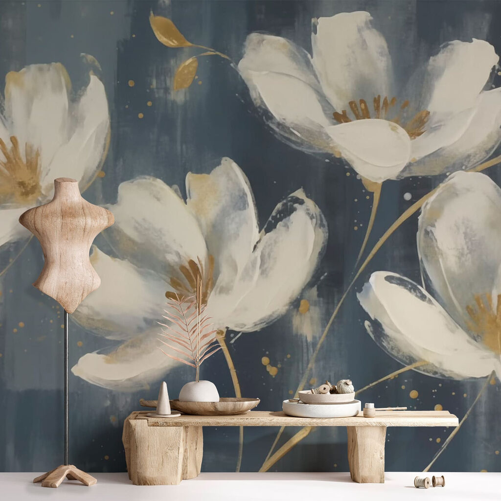 Flores brancas com salpicos — interior 1