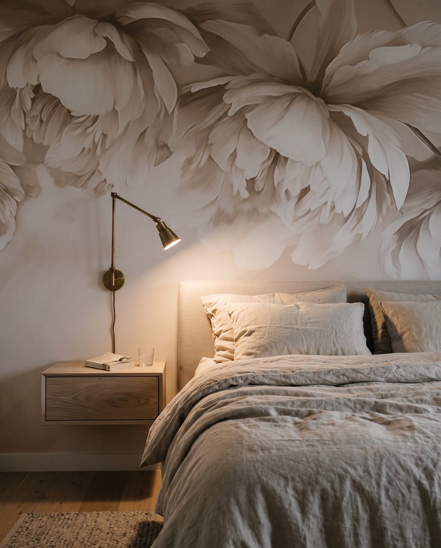 Flores pendentes em creme — interior 2