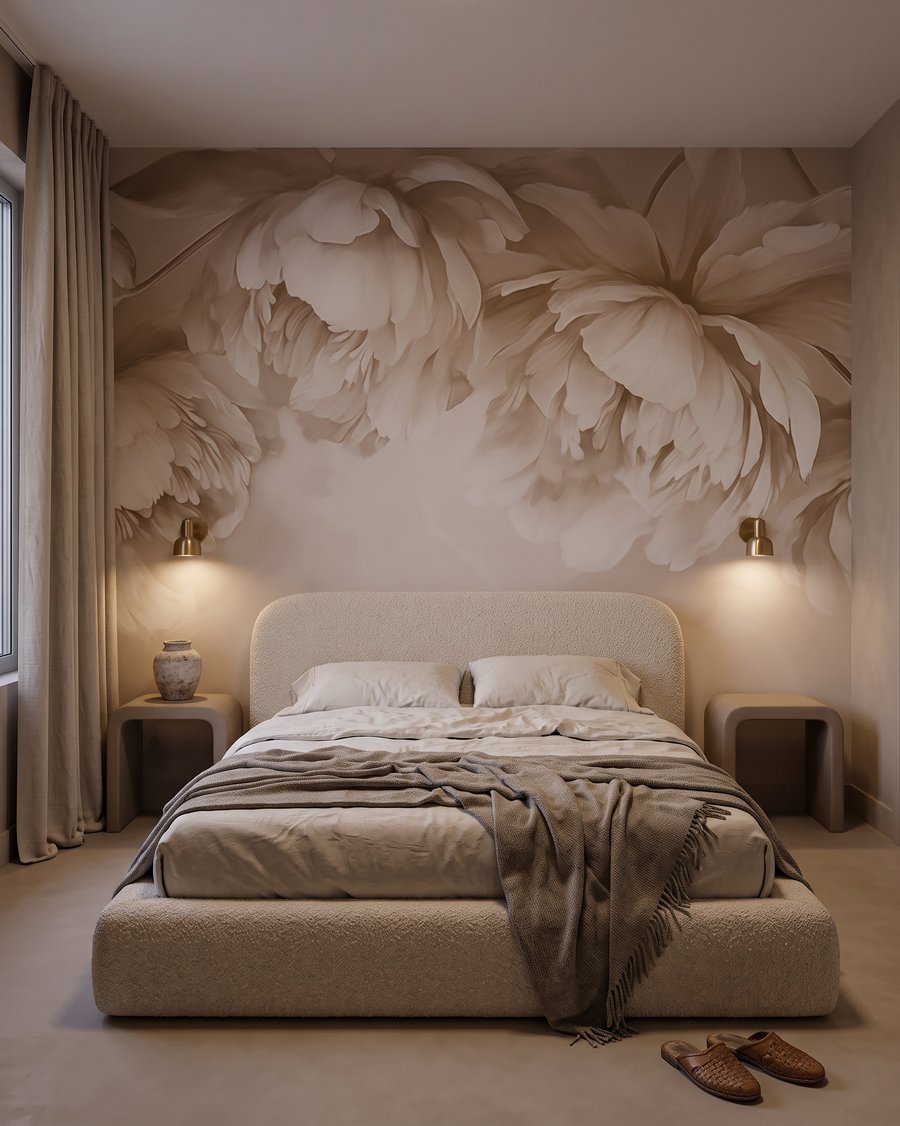 Flores pendentes em creme — interior 3