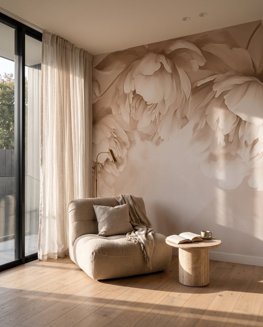 Flores pendentes em creme — interior 4