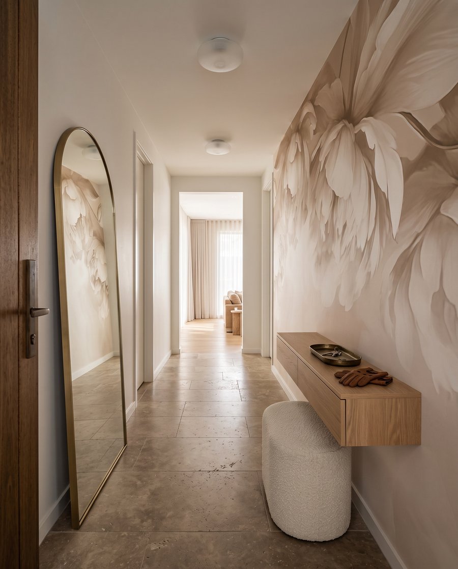 Flores pendentes em creme — interior 5