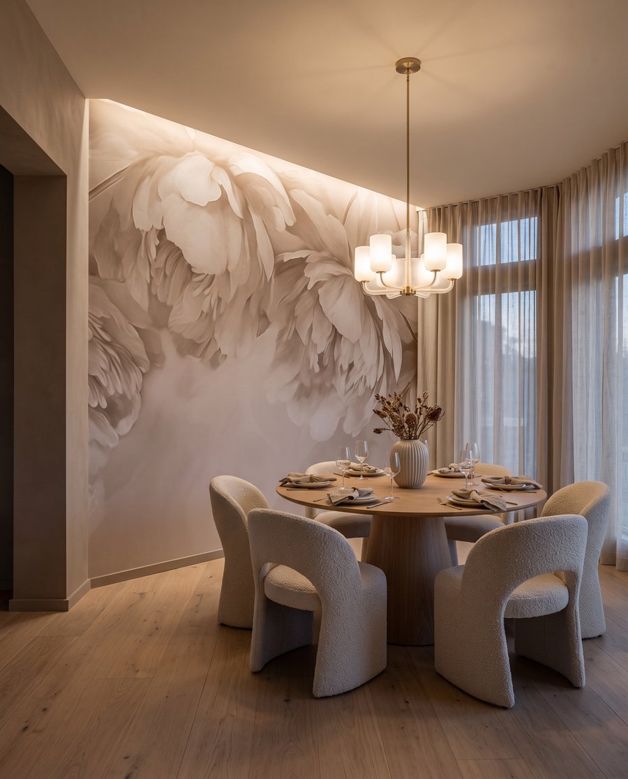 Flores pendentes em creme — interior 6