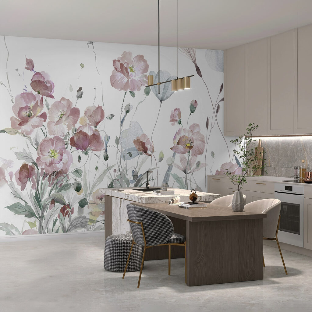 Flores em aguarela solta — interior 2