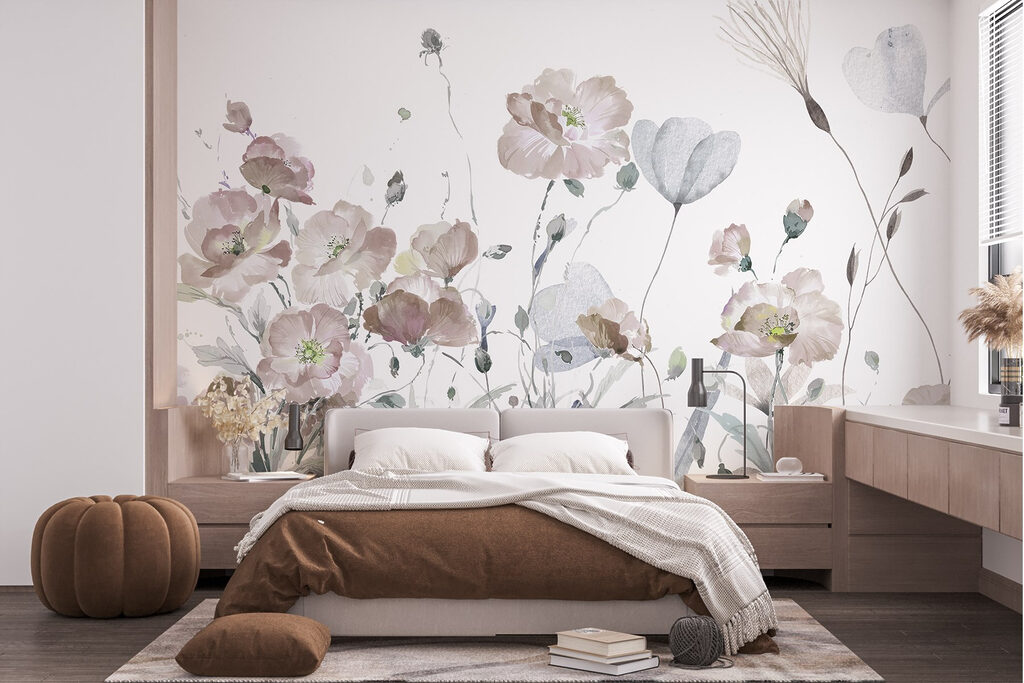 Flores em aguarela solta — interior 1
