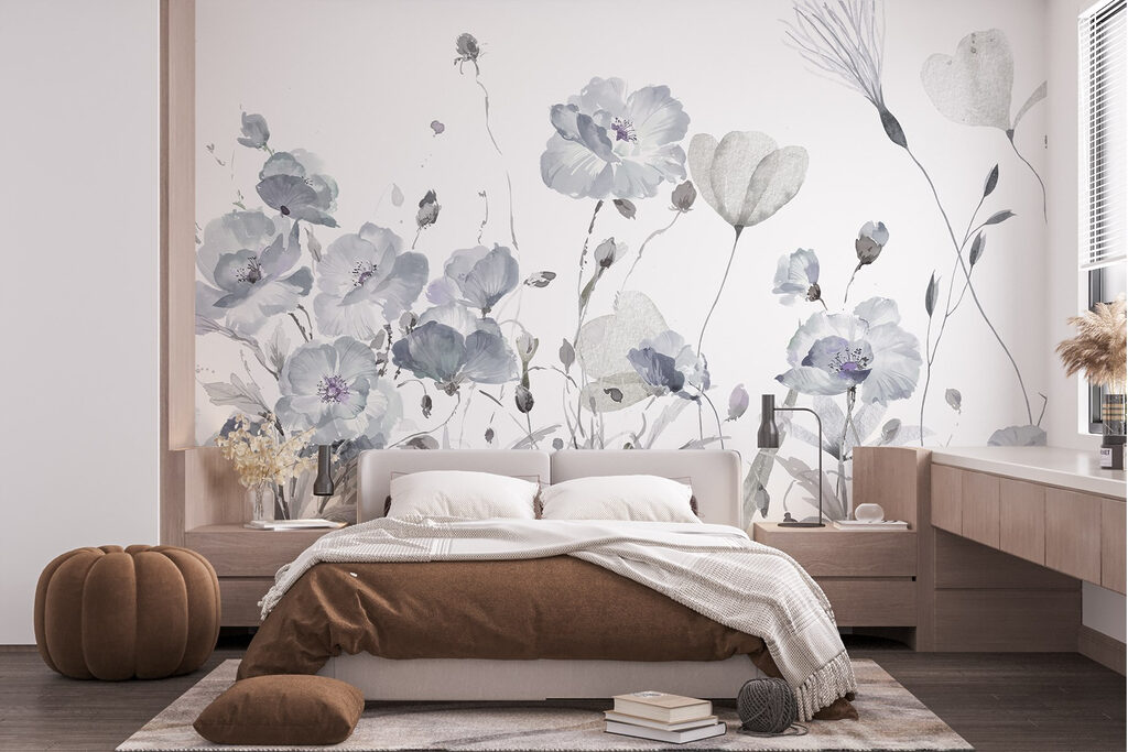 Flores em aguarela solta — interior 1