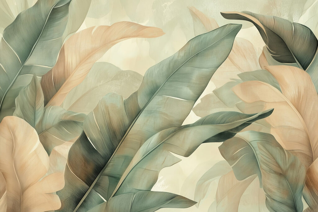 Folhas verdes em areia — design completo