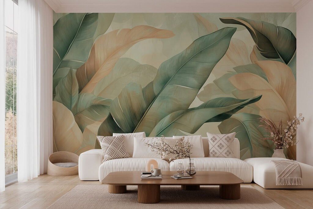Folhas verdes em areia — interior 3
