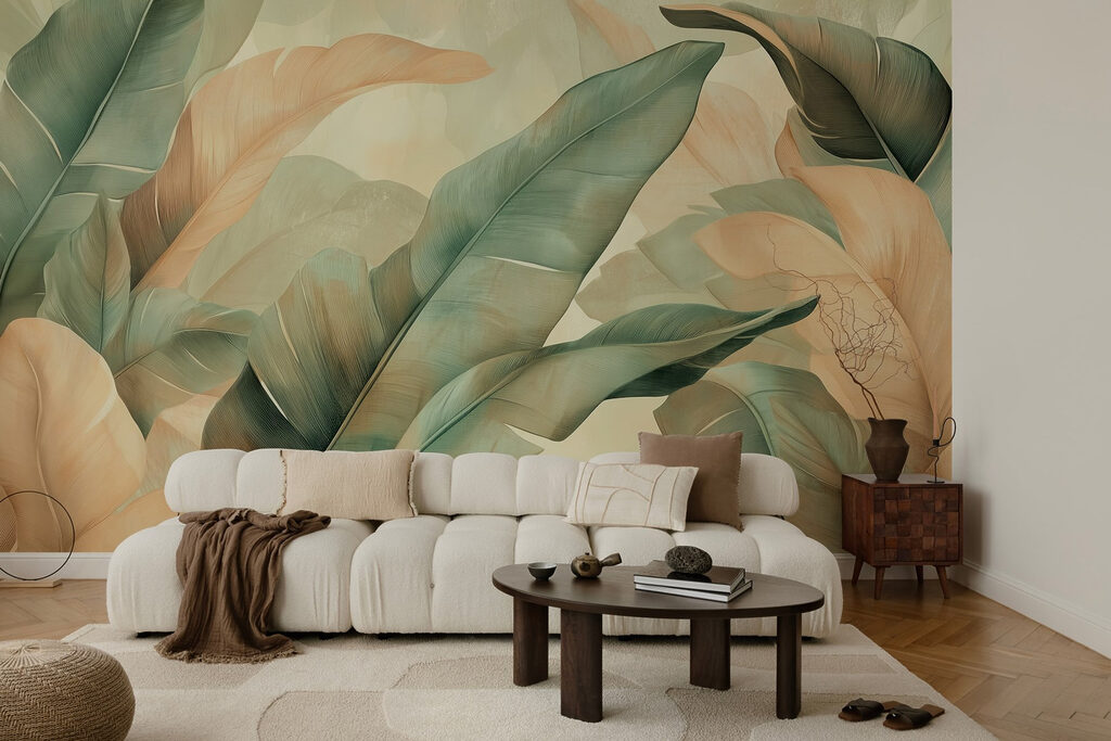 Folhas verdes em areia — interior 4