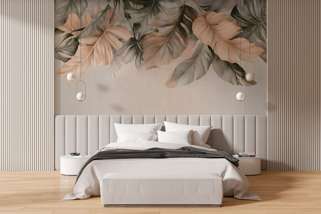 Folhas pendentes sobre bege — interior 3