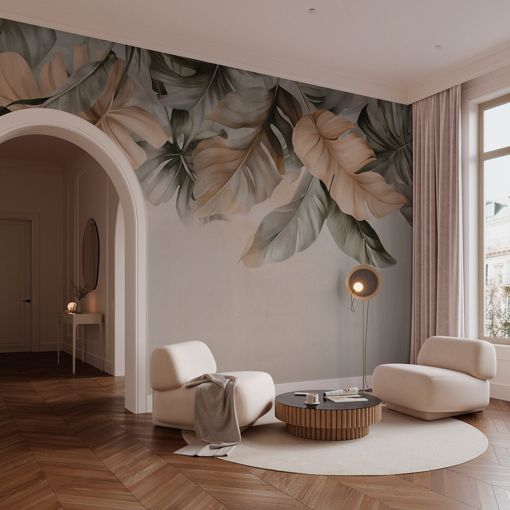 Folhas pendentes sobre bege — interior 4
