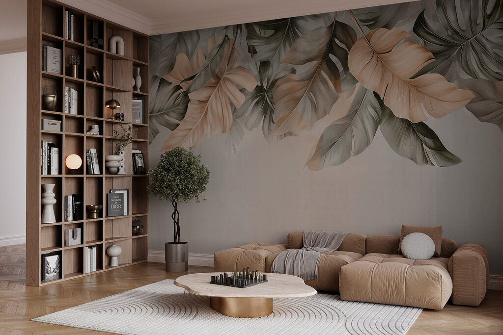 Folhas pendentes sobre bege — interior 5