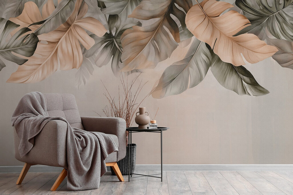 Folhas pendentes sobre bege — interior 7
