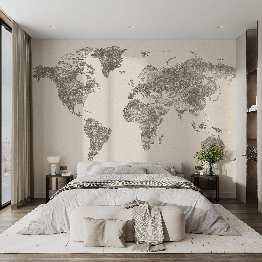 Mapa dourado com textura num interior