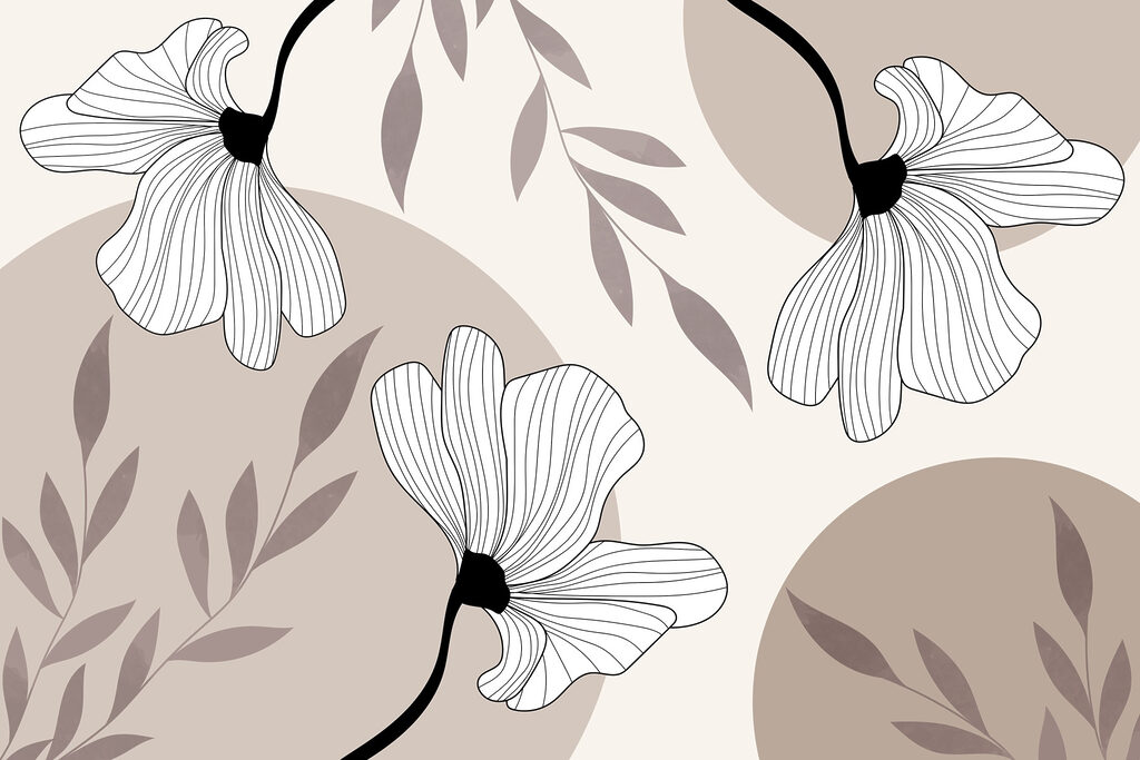 Flores de pétalas riscadas — design completo