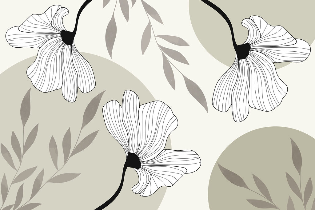 Flores de pétalas riscadas — design completo