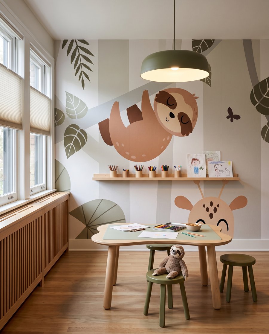 Amigos entre folhas grandes — interior 3