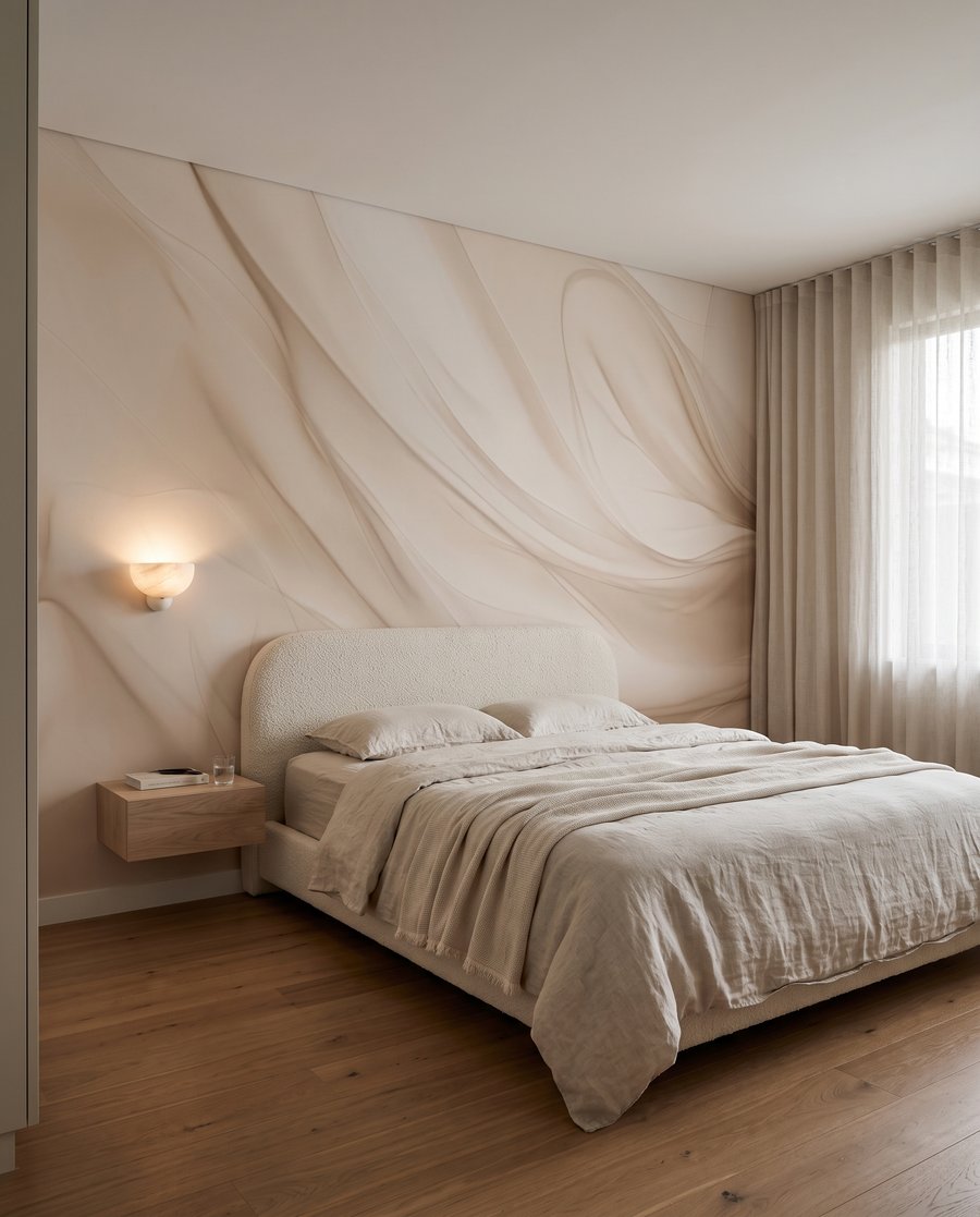 Tecido creme em movimento — interior 2
